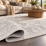 Texture douce et moelleuse du tapis vintage MELIS Crème Gris 458